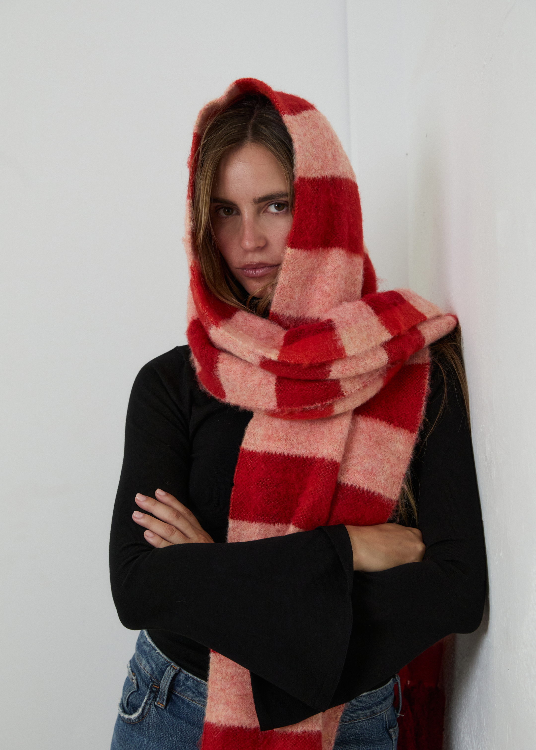 MIM Bufanda UNICA BUFANDA OVA CUADROS ROJOS