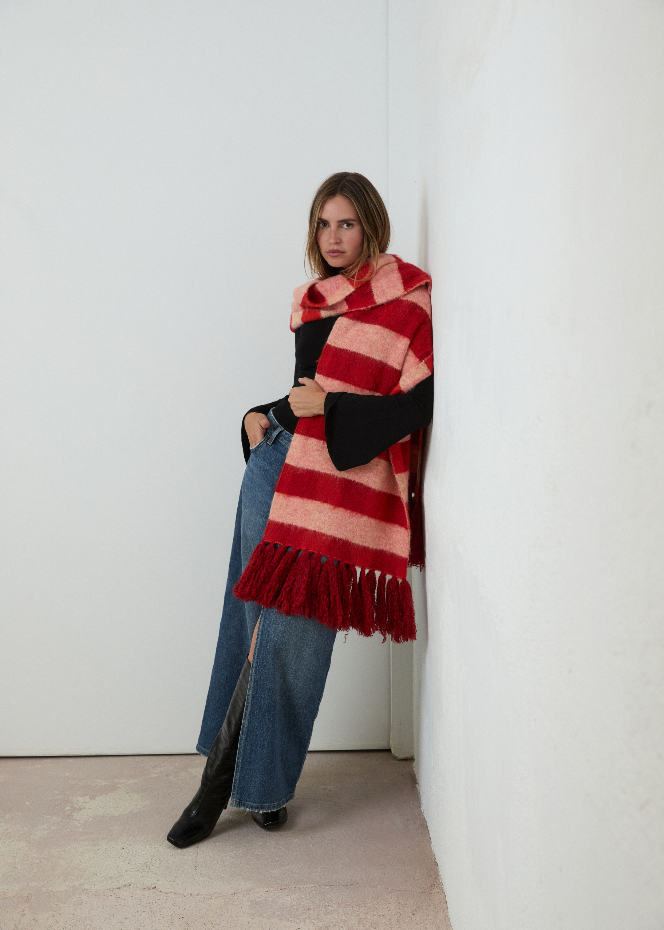 MIM Bufanda UNICA BUFANDA OVA CUADROS ROJOS