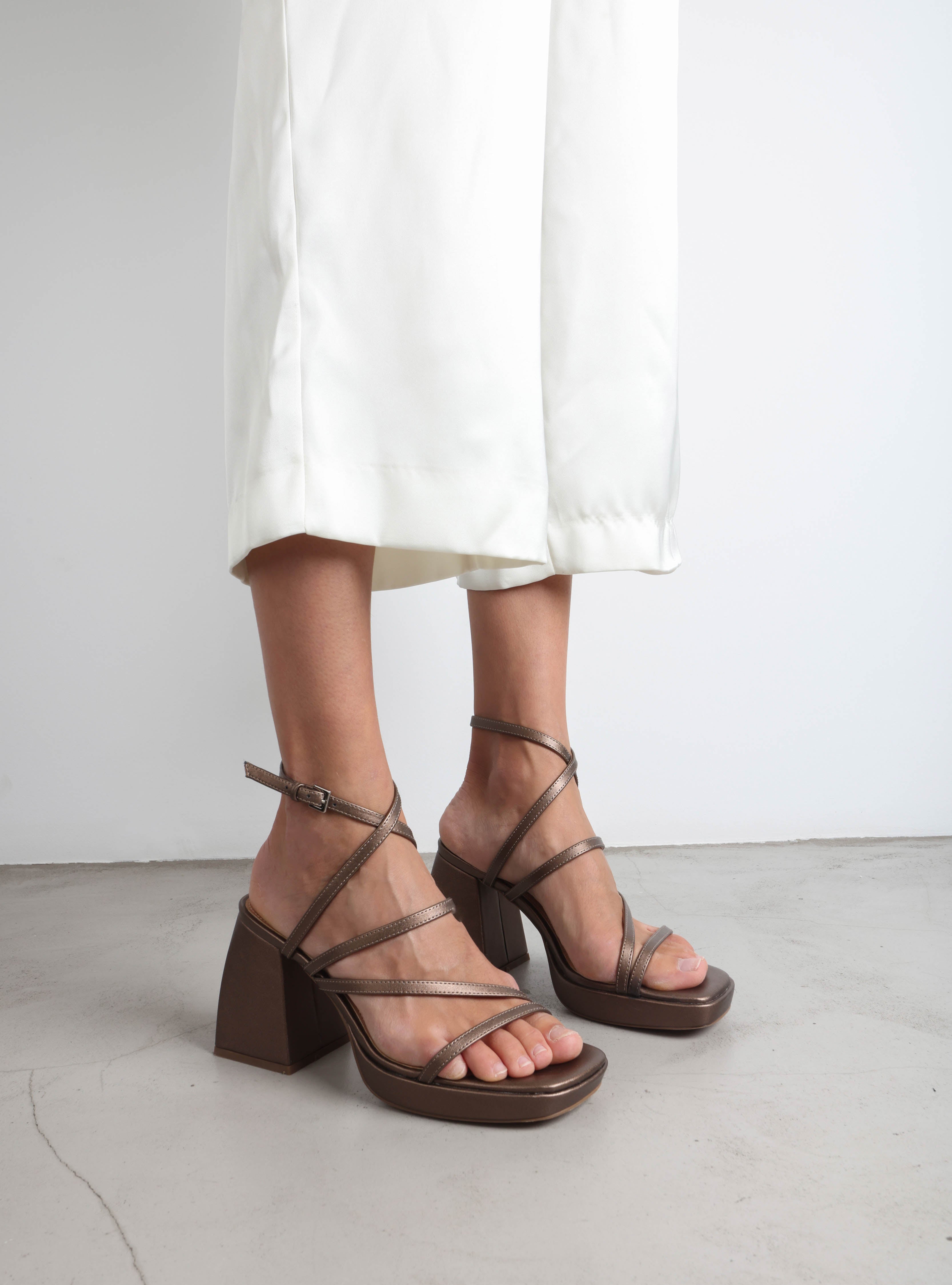 MIM Sandalia de tacón GALA TOPO METALIZADO